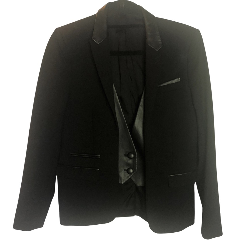The Kooples Black Leather accented Vest + Blazer